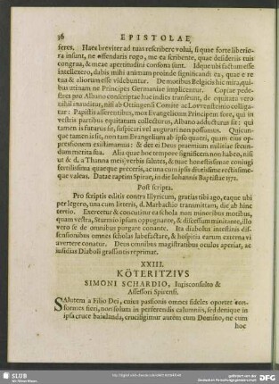 XXIII. Köteritzius. Simoni Schardio, Iurisconsulto & Assessori Spirensi
