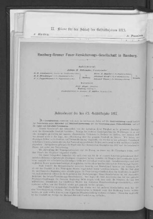 Jahresbericht für das 63. Geschäftsjahr 1917.