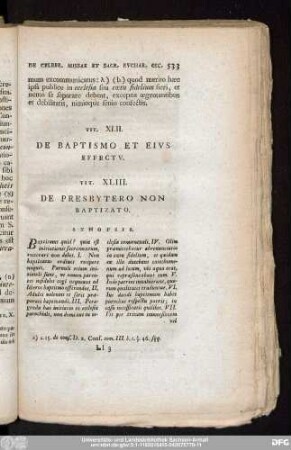Tit. XLIII. De Presbytero Non Baptizato.