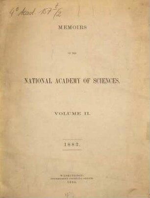 Memoirs of the National Academy of Sciences. 2. 1883 (1884)