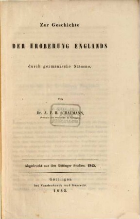 Zur Geschichte der Eroberung Englands durch germanische Stämme