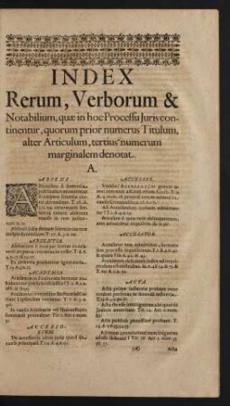 Index Rerum, Verborum & Notabilium, ...