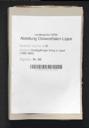 Schriftwechsel des regierenden Hauses mit der erbherrlichen Linie Lippe-Brake über die Kriegsläufte