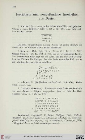 14: Revidierte und neugefundene Inschriften aus Dacien