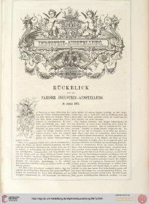 Rückblick auf die Pariser Industrie-Ausstellung im Jahre 1867