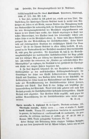 146-147 [Rezension] Liguori, Alfonso Maria de', Theologia moralis ; 3