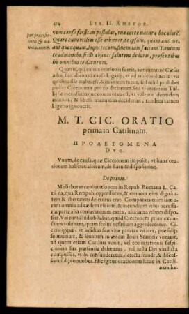 M. T. Cic. Oratio prima in Catilinam.