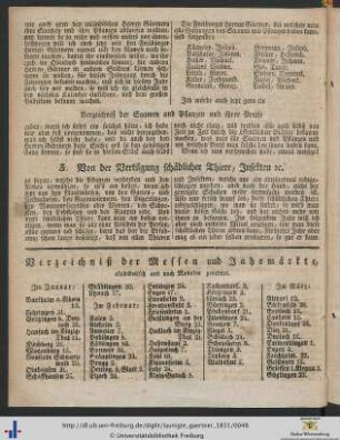 5. Von der Vertilgung schädlicher Thiere, Insekten etc.
