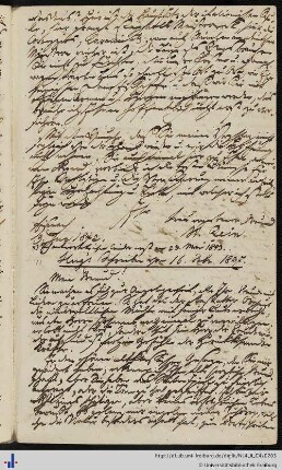 Brief von Johann Leonhard Hug an Franz Karl Grieshaber (16.02.1837 [?])