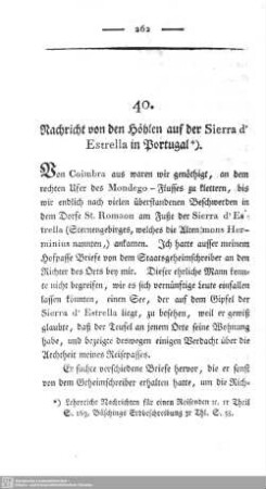 40. Nachricht von den Höhlen auf der Sierra d´Estrella in Portugal