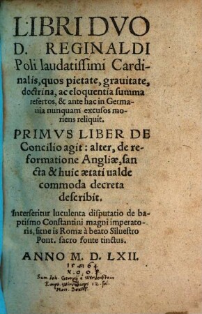 De Concilio et de reformatione Angliae libri duo