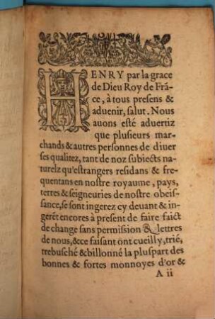 Edict du roy sur la creation des changeurs en tiltre d'offices