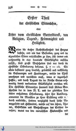 Erster Theil der christlichen Sittenlehre.