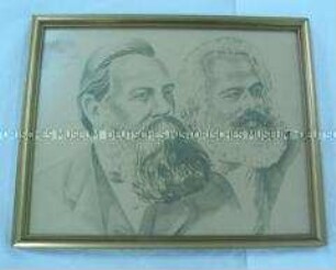 Wandbild: Doppelporträt Marx und Engels