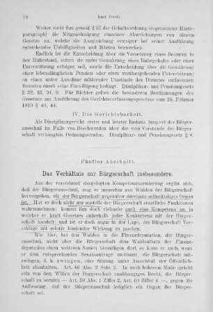 Fünfter Abschnitt. Das Verhältnis zur Bürgerschaft insbesondere.