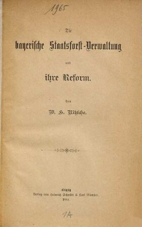 Die bayerische Staatsforst-Verwaltung und ihre Reform