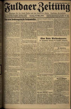 Erste Ausgabe vom Sonntag, den 23. März 1930.