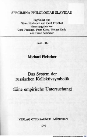 Das System der russischen Kollektivsymbolik : (eine empirische Untersuchung)