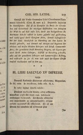 257-373, III. Libri Saeculo XV Impressi