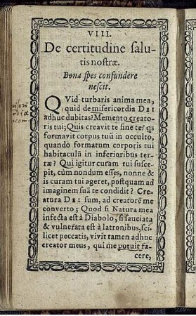 VIII. De certitudine salutis nostrae