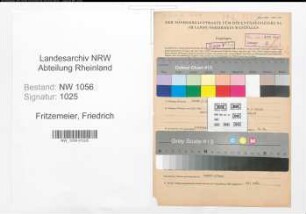 Entnazifizierung Friedrich Fritzemeier , geb. 05.01.1902 (Lehrer)