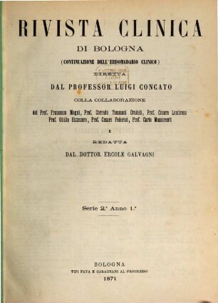 Rivista clinica di Bologna, 1. 1871