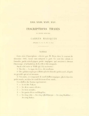 XXII, XXIII, XXIV, XXV. Inscription Thaies