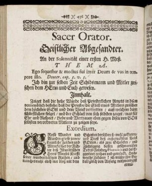 [Discursus XXVIII.] Sacer Orator. Geistlicher Abgesandter