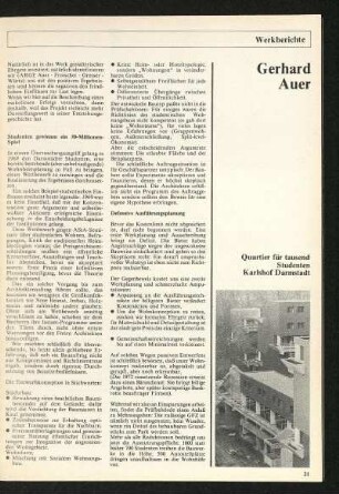 Gerhard Auer. Quartier für tausend Studenten: Karlshof Darmstadt