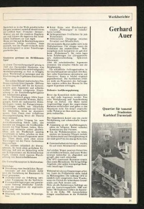 Gerhard Auer. Quartier für tausend Studenten: Karlshof Darmstadt
