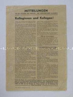 Pro-kommunistisches Informationsblatt zum Arbeitskampf bei den Verkehrs- und Energiebetrieben Hamburgs