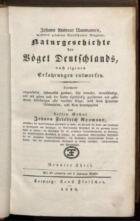 Theil 9,Text: Johann Andreas Naumann's Naturgeschichte der Vögel Deutschlands. Theil 9, Text