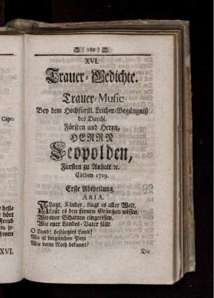 XVI. Trauer-Gedichte