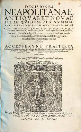 Decisiones Neapolitanae antiqvae et novae