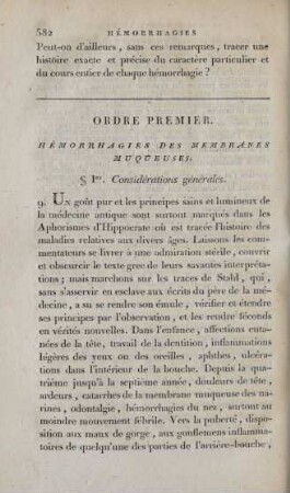 Ordre pemier. Hémorrhagies des membranes muqueuses