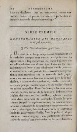 Ordre pemier. Hémorrhagies des membranes muqueuses