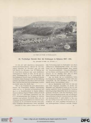IX. Vorläufiger Bericht über die Grabungen in Ephesos 1907-1911