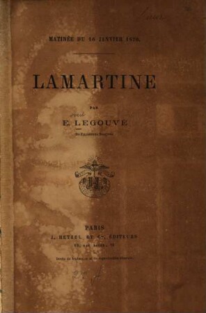 Lamartine : Matinée du 16 janvier 1876
