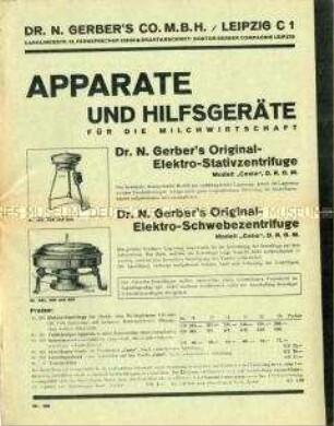 Apparate und Hilfsgeräte für die Milchwirtschaft / Nr. 192