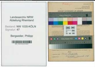 Entnazifizierung Philipp Bergweiler , geb. 18.05.1911 (Dreher)