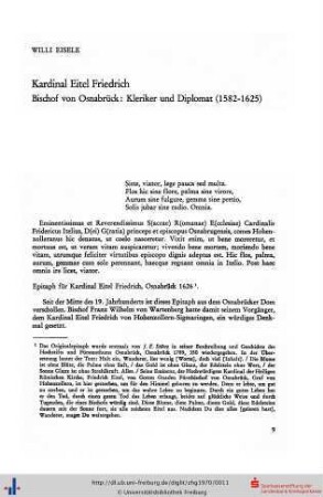 Kardinal Eitel Friedrich, Bischof von Osnabrück, Kleriker und Diplomat (1582-1625).