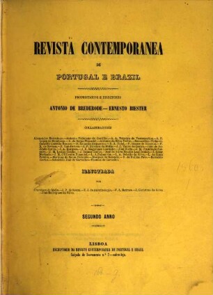 Revista contemporânea de Portugal e Brasil : publicacão mensal. 2. 1860