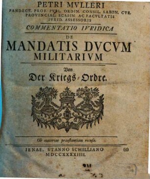 Commentatio iur. de mandatis ducum militarium