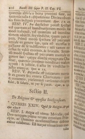 Sectio II. De Religione & opposita Irreligiositate.