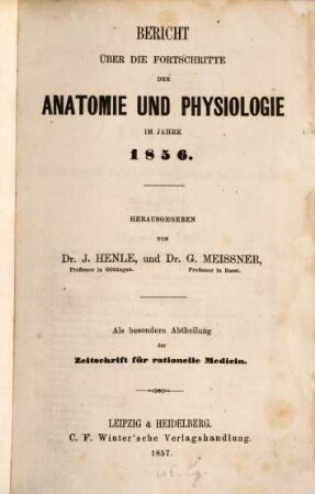 Zeitschrift für rationelle Medicin. 1. 1857