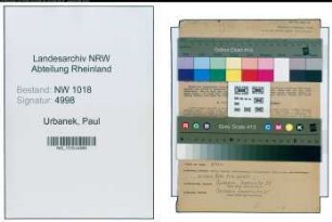 Entnazifizierung Paul Urbanek , geb. 04.01.1898 (Zollkommissar)