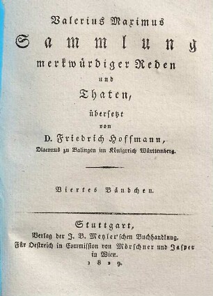 Valerius Maximus Sammlung merkwürdiger Reden und Thaten. 4