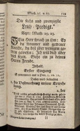Die sechs und zwanzigste Leich-Predigt.
