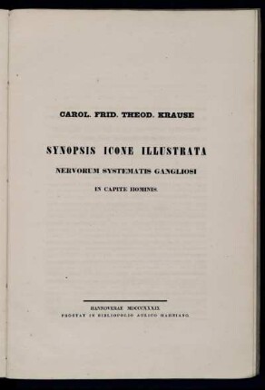 Synopsis icone illustrata nervorum systematis gangliosi in capite hominis
