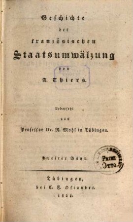 Geschichte der französischen Staatsumwälzung, 2. (1825). - 263 S.
